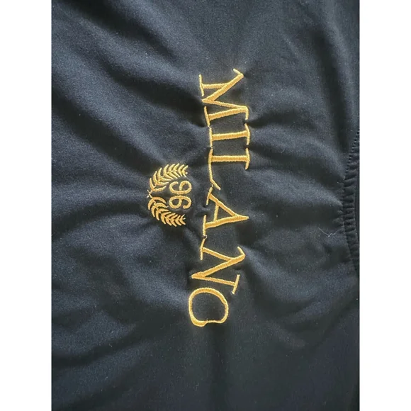 Milano Embroidered T Shirt Black with Gold Lettering Size Small - Picture 5 of 5
